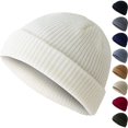 thumbnail image 1 of IYYVV Short Beanie Hat for Men, Knit Winter Hat Cuff Warm Ultra Soft Skull Cap for Fall and Winter Daily Wear Outdoor Activities Skiing White, 1 of 3