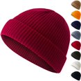 thumbnail image 1 of IYYVV Short Beanie Hat for Men, Knit Winter Hat Cuff Warm Ultra Soft Skull Cap for Fall and Winter Daily Wear Outdoor Activities Skiing Wine, 1 of 3
