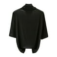 thumbnail image 1 of IYYVV Short Sleeve Shirts for Women Summer Fashion 2025 Turtleneck Shirts Women Casual Solid Loose Comfy Going Out Tops Black XXL, 1 of 4