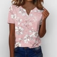 thumbnail image 1 of IYYVV Short Sleeve Womens Shirts Summer Tops 2026 Plus Size Casual Button Down V Neck Loose Fit T Shirt Floral Shirt Vermilion 2XL, 1 of 6