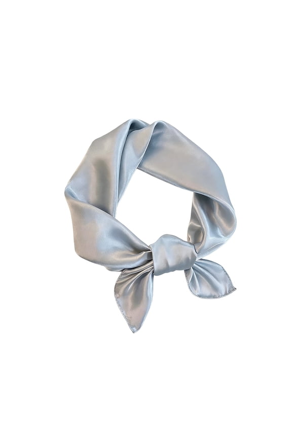 Silky Scarf Small Square Handkerchief Trendy Satin Ribbon Neck Scarfs Hair Lightweight For Women Light Gray