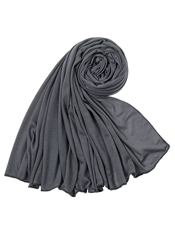 Stretch Jersey Turban Head Wraps Long Solid Color African Shawl Hair Scarfs Soft Lightweight Breathable Head Bands Ties For Black Women Gray