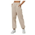 thumbnail image 1 of IYYVV Sweatpants for Women with Pockets Elastic Waist Pants Cinch Bottom Pants Solid Color Womens Joggers Sweatpants 2024 Khaki S, 1 of 6