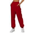 thumbnail image 1 of IYYVV Sweatpants for Women with Pockets Elastic Waist Pants Cinch Bottom Pants Solid Color Womens Joggers Sweatpants 2024 Wine S, 1 of 6