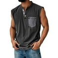 thumbnail image 1 of IYYVV Tank Tops Men Henley Shirts for Men Sleeveless Muscle Gym Workout Running Beach Summer Vintage Button Down Tank Tops With Chest Pocket Black XL, 1 of 5