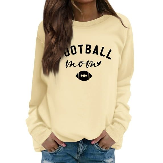 IYYVV Vintage Football Graphic Sweatshirts for Womens 2024 Game Day Pullover Plus Szie Tops Casual Loose Crewneck Long Sleeve Shirts HA11-Khaki 2XL