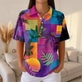 thumbnail image 1 of IYYVV Waffle Polo Shirts for Women Short Sleeve T-Shirt Summer Casual Tennis Work Athletic Tops Fashion Floral Printed Tee Purple M, 1 of 5