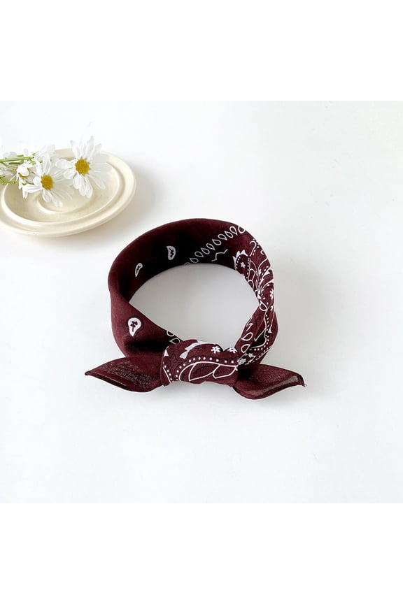 Western Bandana Scarf With Cotton Scarf Rapper Trendy Casual Neck Scarf Spring Summer Durags For Men Scarves Coffee