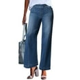thumbnail image 1 of IYYVV Wide Leg Jeans for Women Trendy Stretch Straight Leg Elastic High Waisted Denim Pants Baggy Pull On Jeans for Women with Pockets Blue XS, 1 of 5