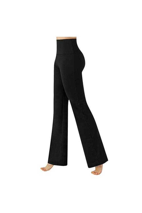 Wide Leg Pants for Women Petite Length Seamless Womens Exercise Pants Solid Color Workout Leggings Cold Weather Running Pants Palazzo Leggings Dressy Plus Size Pajama Pants Black L