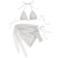 thumbnail image 1 of IYYVV Women'S 3 Piece Swimsuit Fishnet Halter Triangle String Bikini Set Bathing Suit With Tie Side Cover Up Beach Skirt White L, 1 of 4