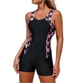 thumbnail image 1 of IYYVV Women'S Boyleg One Piece Swimsuits Full Coverage Athletic Bathing Suits Modest Racerback Swimwear Teens Pink S, 1 of 5