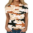 thumbnail image 1 of IYYVV Women'S Shirts Summer Short Sleeve Loose Flowy Crew Neck Tshirt 2024 Camouflage Women’S Tops Tunic Tops To Wear With Leggings Spring Workout Clothes For Women Beige 5XL, 1 of 1