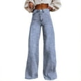 thumbnail image 1 of IYYVV Women Y2K Striped Jeans Wide Leg Bootcut Flare Boyfriend Baggy Stretchy High Waisted Trendy Denim Pants with Pockets Light Blue L, 1 of 5