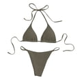 thumbnail image 1 of IYYVV Women's Bikini Set Solid Color Two Piece Swimsuit Halter Top Side Tie Bottom Bathing Suit Gray S, 1 of 3