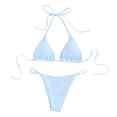 thumbnail image 1 of IYYVV Women's Bikini Set Solid Color Two Piece Swimsuit Halter Top Side Tie Bottom Bathing Suit Light Blue XL, 1 of 3
