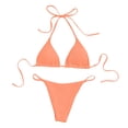 thumbnail image 1 of IYYVV Women's Bikini Set Solid Color Two Piece Swimsuit Halter Top Side Tie Bottom Bathing Suit Saffron L, 1 of 3