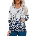 thumbnail image 1 of IYYVV Women's Comfort Fit Long Sleeve Full-Zip Scrubs Bomber Jacket Fall Winter Scrub Coat Blue M, 1 of 5