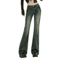 thumbnail image 1 of IYYVV Women's Low Rise Wide Leg Flare Jeans Baggy Vintage 90s Bell Bottom Jeans Casual Loose Fit Boyfriend Denim Pants with Pockets Blue L, 1 of 4