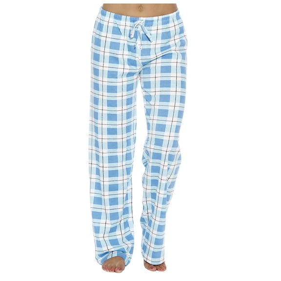 IYYVV Women's Pajama Pants Stretch Lounge Pants Drawstring Comfy Sleep Bottoms with Pockets 2024 Blue L