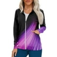 thumbnail image 1 of IYYVV Women's Warm Up Scrubs Jacket Zip Front Scrub Jackets Purple S, 1 of 5
