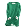 thumbnail image 1 of IYYVV Women's Winter Warm Sherpa Lined Sweatshirt Pullover Crewneck Long Sleeve Fleece Lined Thermal Shirts Loungewear Tops Dark Green M, 1 of 4