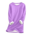 thumbnail image 1 of IYYVV Women's Winter Warm Sherpa Lined Sweatshirt Pullover Crewneck Long Sleeve Fleece Lined Thermal Shirts Loungewear Tops Purple 2XL, 1 of 4