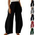 thumbnail image 1 of IYYVV Womens Balloon Pants Wide Leg Barrel Pants Baggy Trousers Elastic Waist Casual Lounge Travel Pants with Pockets Navy XL, 1 of 6