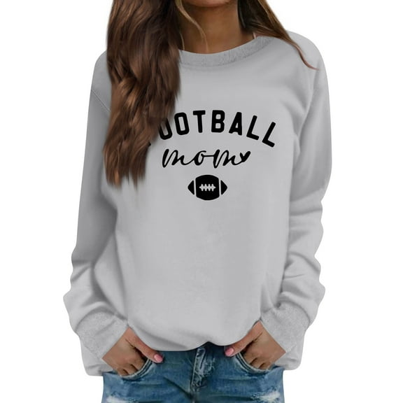 IYYVV Womens Football Sweatshirt,2024 Fall Sweatshirts Pullover Long Sleeve Crewneck Sweatshirts Football Graphic Plus Size Sweatshirts HA12-Light Gray L