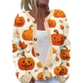thumbnail image 1 of IYYVV Womens Halloween Cardigan Sweaters Ghost Print Button up Cardigans Fall Winter Warm Sweater Coats Beige S, 1 of 6