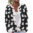 thumbnail image 1 of IYYVV Womens Halloween Cardigan Sweaters Ghost Print Button up Cardigans Fall Winter Warm Sweater Coats Black XL, 1 of 5
