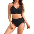 thumbnail image 1 of IYYVV Womens High Waisted Bikini Sets - Tummy Control Swimsuits Modest Bathing Suits Two Piece Full Coverage Swimwear Black XL, 1 of 5