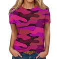 thumbnail image 1 of IYYVV Womens Loose Summer Tops Short Sleeve Boho O Neck Cute Shirts Camo Floral Blouses For Women Spring Cotton Tshirts Flowy Teen Clothes Hot Pink XL, 1 of 5