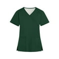 thumbnail image 1 of IYYVV Womens Nursing Scrub Tops Working Uniform Solid Color Short Sleeve V Neck Workwear Blouse T-shirt with Pockets Green XL, 1 of 4