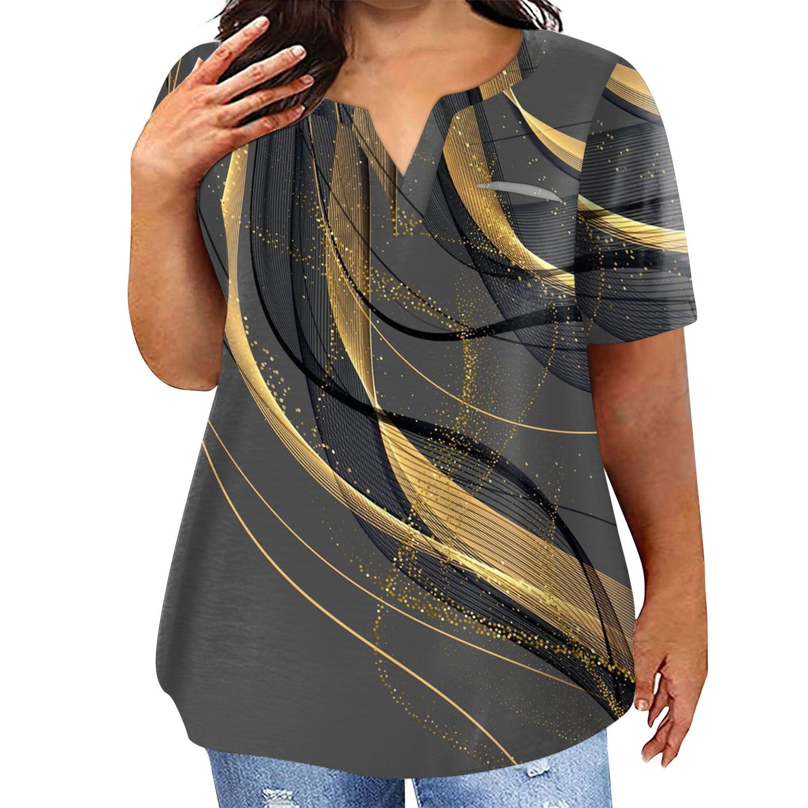 IYYVV Womens Plus Size T Shirts Short Sleeve Maternity Tops Marble - Main Image