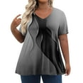 thumbnail image 1 of IYYVV Womens Plus Summer Tops V Neck Shirt Western Graphic Short Sleeve Tshirts Shirts Tunic Tops For Women Loose Fit Dressy Oversized Beach Clothes Fall Fashion 2024 Dark Gray 5XL, 1 of 7