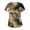thumbnail image 1 of IYYVV Womens Scrub Tops Summer Casual Working Nurse Uniforms V Neck Graphic Floral Print Nursing Short Sleeve Tee Tops Workwear with Pockets Khaki M, 1 of 3