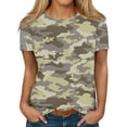thumbnail image 1 of IYYVV Womens Shirts Summer Short Sleeve Tops Casual Loose Fit Crewneck Blouses Camouflage Print T Shirts For Women Graphic Spring Oversized Sweatshirt Army Green S, 1 of 5