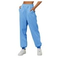 thumbnail image 1 of IYYVV Womens Sweat Pants with Pockets Elastic Waistband Petite Lounge Pants Baggy Sweatpants Solid Color Sweatpants Joggers Blue L, 1 of 6