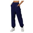 thumbnail image 1 of IYYVV Womens Sweat Pants with Pockets Elastic Waistband Petite Lounge Pants Baggy Sweatpants Solid Color Sweatpants Joggers Dark Blue XL, 1 of 6