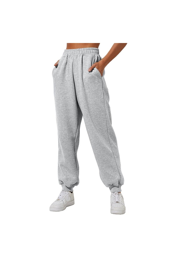 Womens Sweat Pants with Pockets Elastic Waistband Petite Lounge Pants Baggy Sweatpants Solid Color Sweatpants Joggers Gray XL