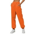 thumbnail image 1 of IYYVV Womens Sweat Pants with Pockets Elastic Waistband Petite Lounge Pants Baggy Sweatpants Solid Color Sweatpants Joggers Orange L, 1 of 6