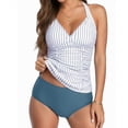 thumbnail image 1 of IYYVV Womens Two Piece Swimsuits Tummy Control Tankini Plus Size Tummy Control Bathing Suit Halter V Neck Swimwear Zebra S, 1 of 3