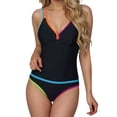thumbnail image 1 of IYYVV Womens Two Piece Tankini Swimsuits Modest Tummy Control Swim Suits 2026 Neon Full Coverage Bathing Suit Black 2XL, 1 of 5