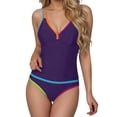 thumbnail image 1 of IYYVV Womens Two Piece Tankini Swimsuits Modest Tummy Control Swim Suits 2026 Neon Full Coverage Bathing Suit Purple M, 1 of 5