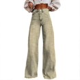 thumbnail image 1 of IYYVV Women Y2K Striped Jeans Wide Leg Bootcut Flare Boyfriend Baggy Stretchy High Waisted Trendy Denim Pants with Pockets Yellow M, 1 of 5