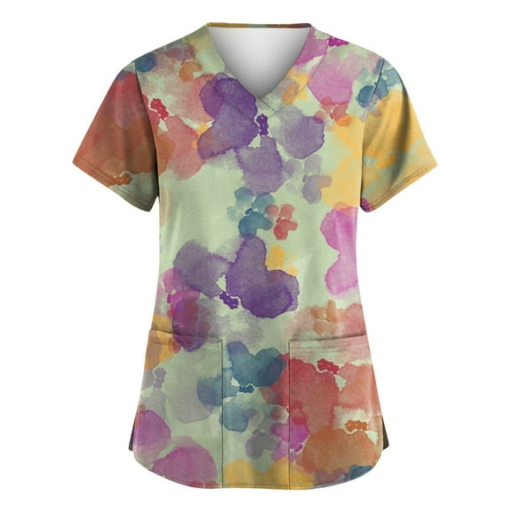 IYYVV Working Uniform Shirts for Women Plus Size Stretchy Womens Scrub Tops V Neck Short Sleeve Blouse T-Shirts Medical Workwear with Pockets Black 3XL