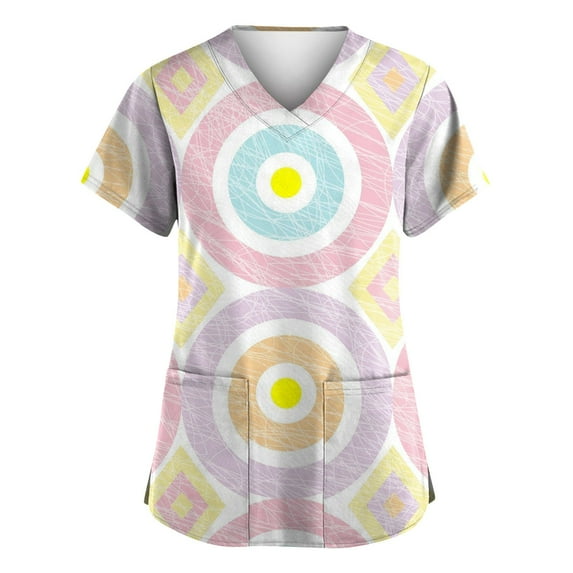 IYYVV Working Uniform Shirts for Women Stretch Breathable Scrub Tops for Women Clearance Sale V Neck Short Sleeve Blouse T-Shirts Medical Scrubs with Pockets Dark Gray S