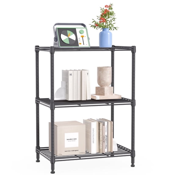 IZEUK 3-Tier Metal Shelving Unit for Home Kitchen Laundry Room, 17.7"W x 11.8"D x 26.3"H, 450 lbs, Grey