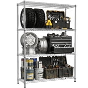 IZEUK 4-Tier Adjustable Heavy Duty Metal Shelving, Wide Utility Racks, 45.3" W x 15.8" D x 59.4" H, 1400 lbs Capacity, Silver